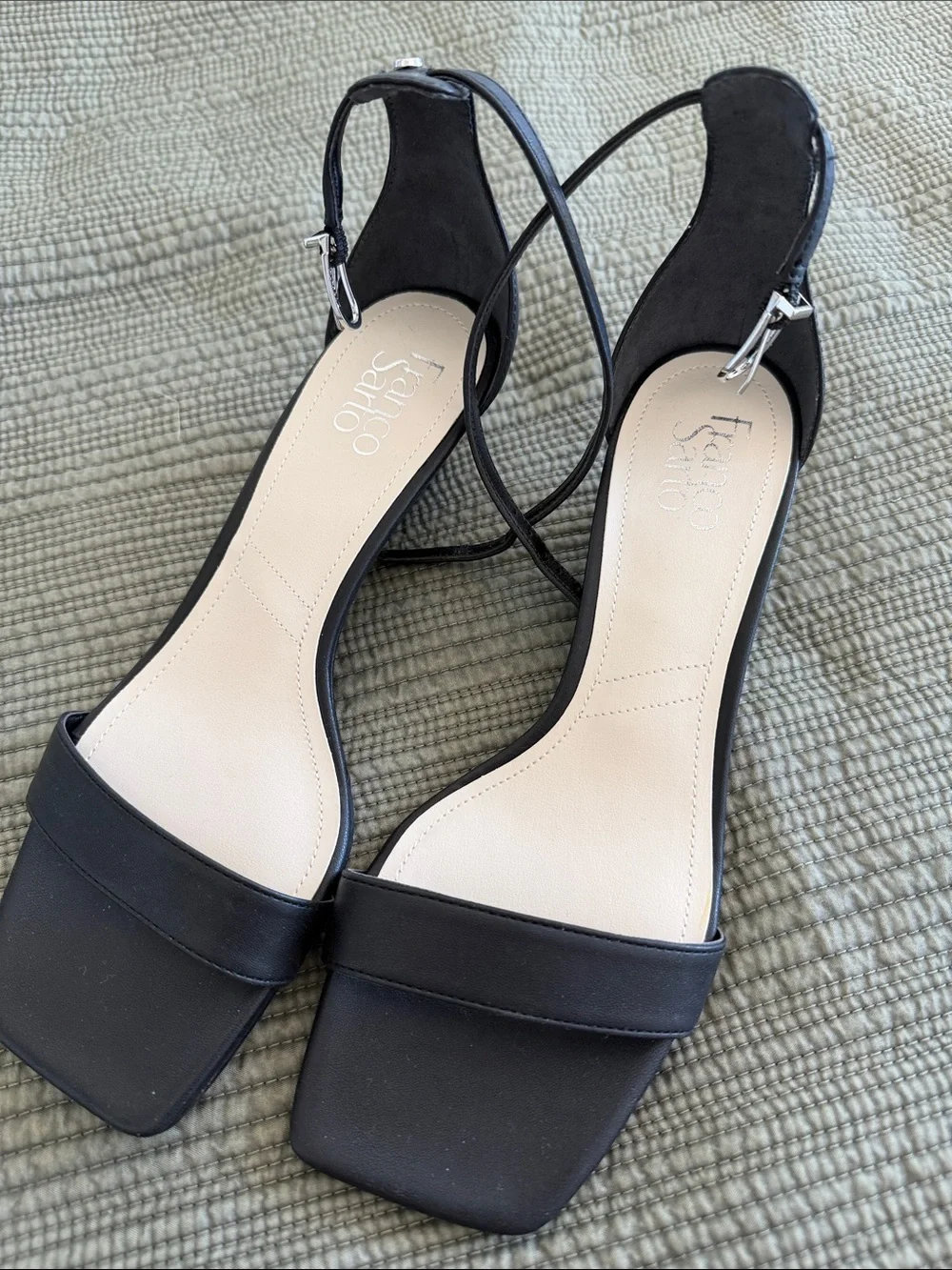 Franco Sarto Black Strap Wedge Sandals